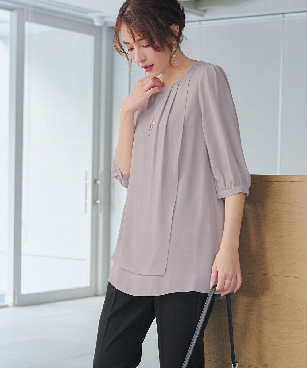 Tiaclasse L ラップ風ジョーゼットチュニック 