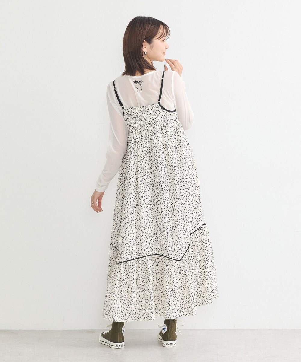 earth music&ecology 切替パイピングフラワーキャミワンピース 