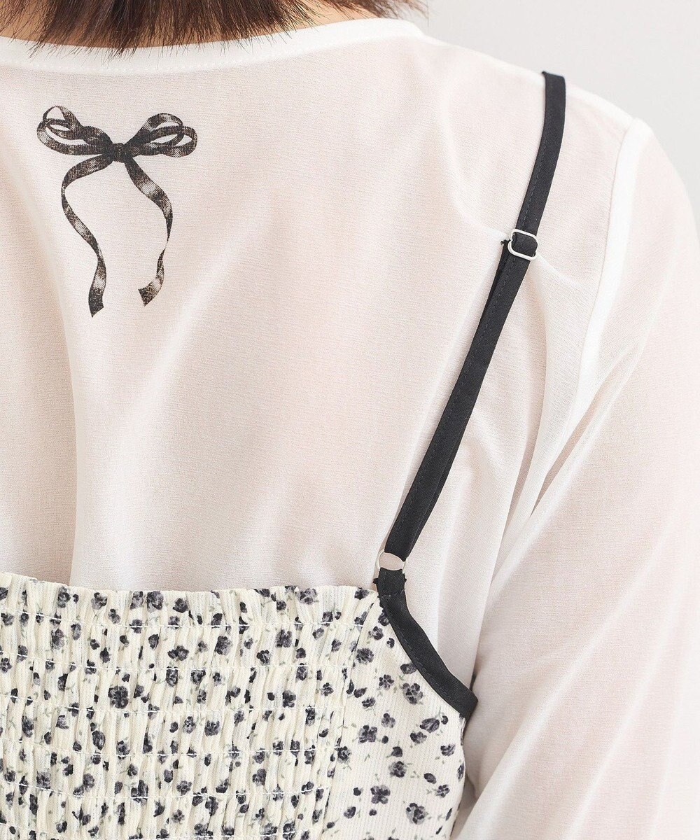 earth music&ecology 切替パイピングフラワーキャミワンピース 