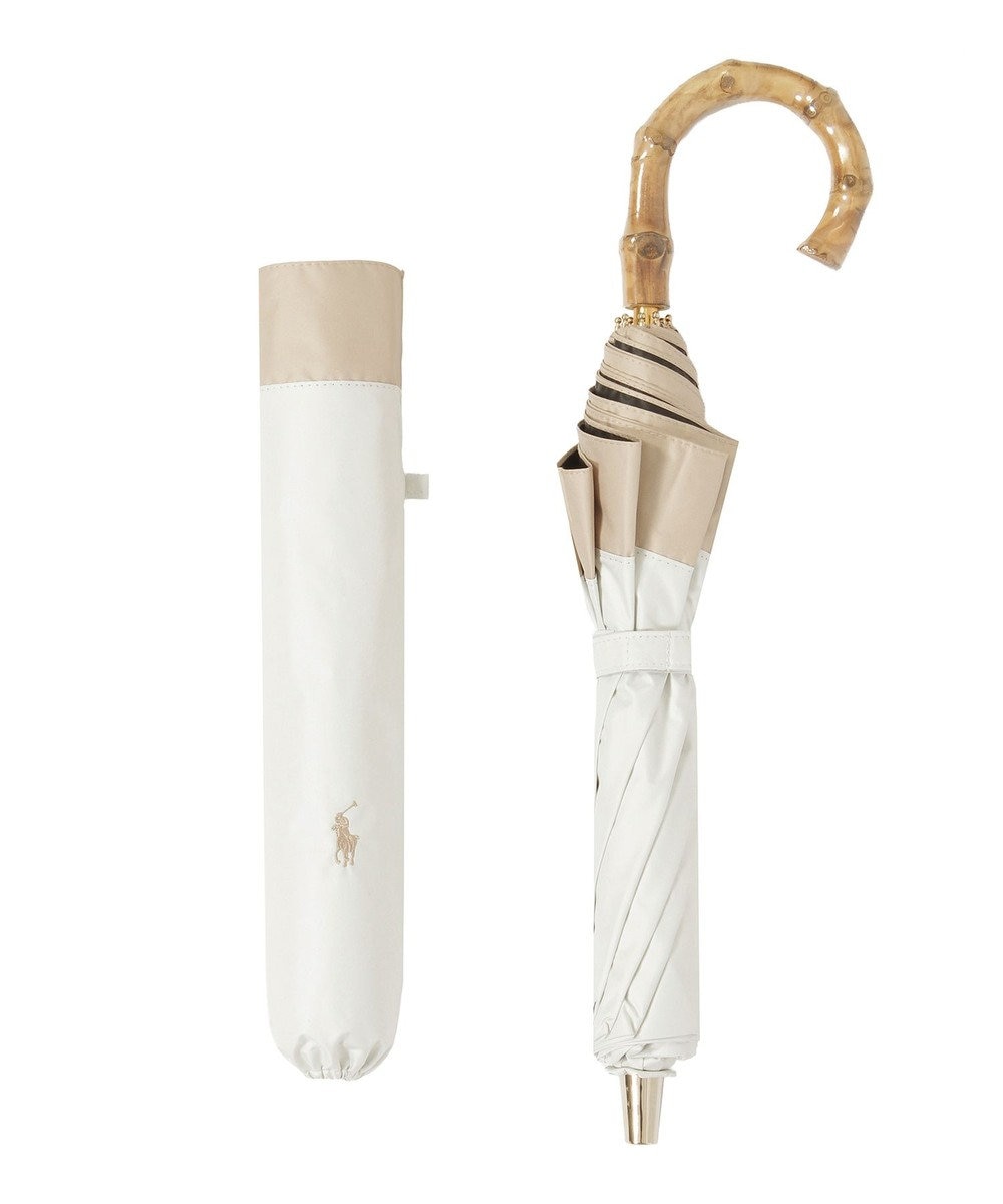 MOONBAT 【WEB限定/遮光率100%/遮熱/UV】POLO RALPH LAUREN（ポロ ラルフローレン）晴雨兼用日傘 ポロポニー ワンポイント刺繍  バイカラー 折りたたみ傘 楽折 