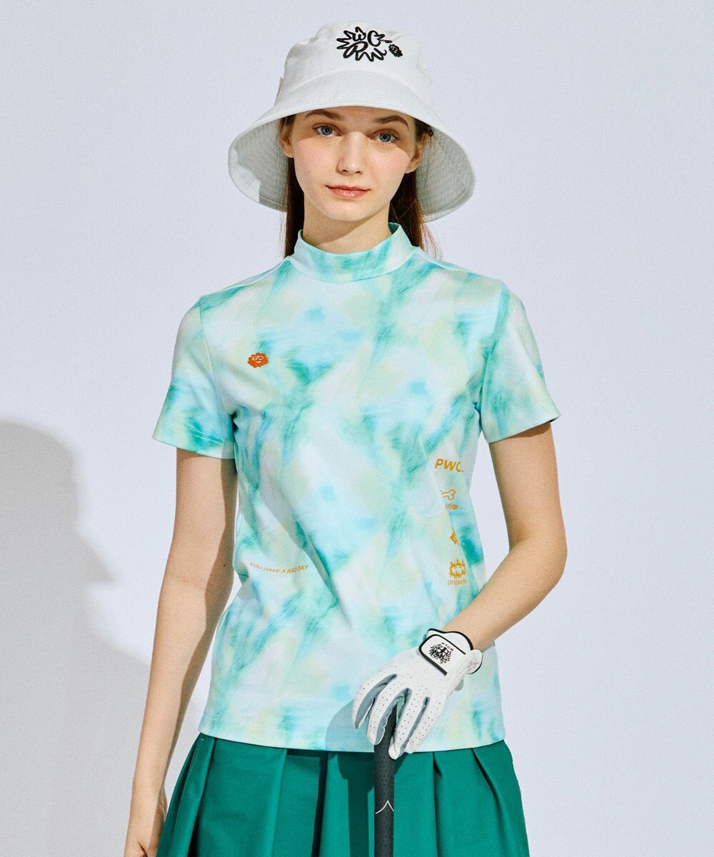 PW CIRCULUS 【吸水速乾  / UV遮蔽率99.5%  UVカット / ストレッチ】【WOMEN】タイダイ柄モックネックT ゴルフウェア レディース 