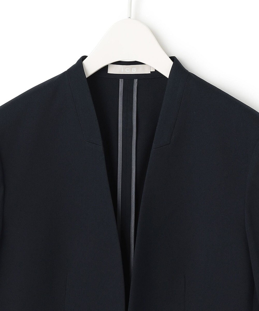 ICB 【洗える】 37.5TRストレッチ ノーカラージャケット 