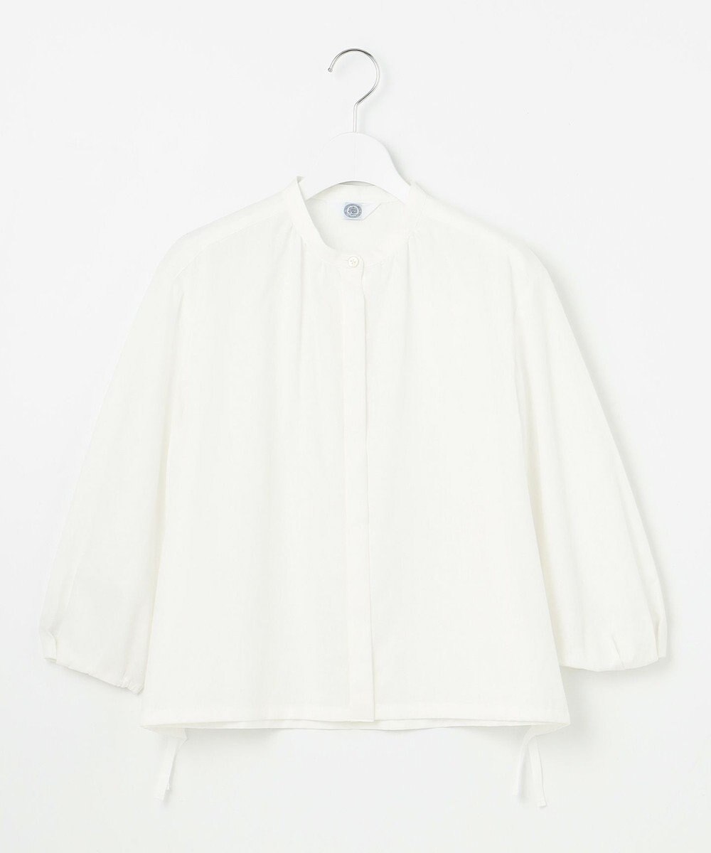 J.PRESS LADIES 【洗える・接触冷感・吸水速乾】麻SOLID バンドカラー シャツ ブラウス 