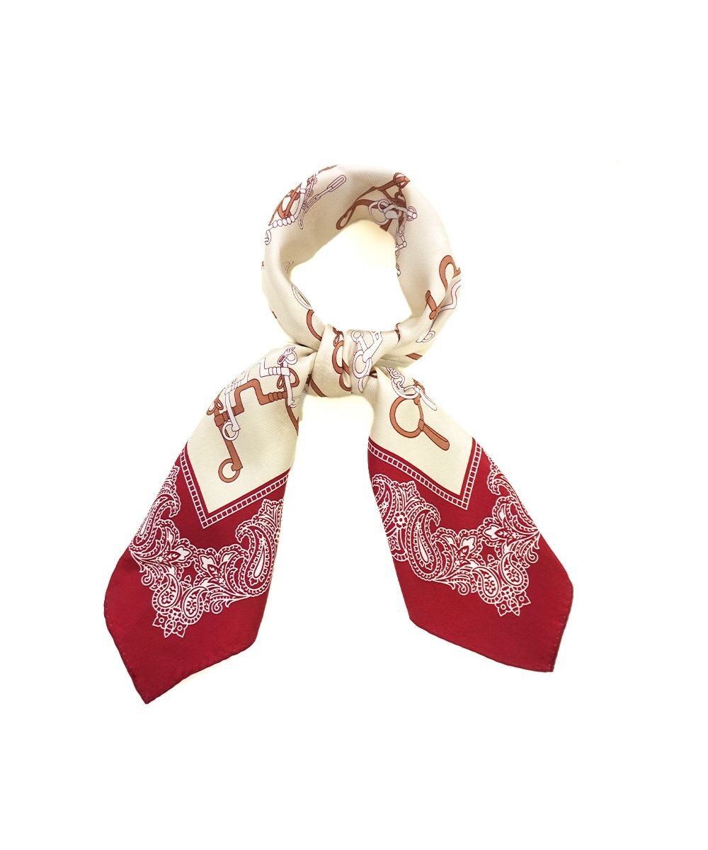 Marca ＜秋の新作＞【Marcaオリジナル】馬具＆ペイズリー 小判 シルクツイル スカーフ 