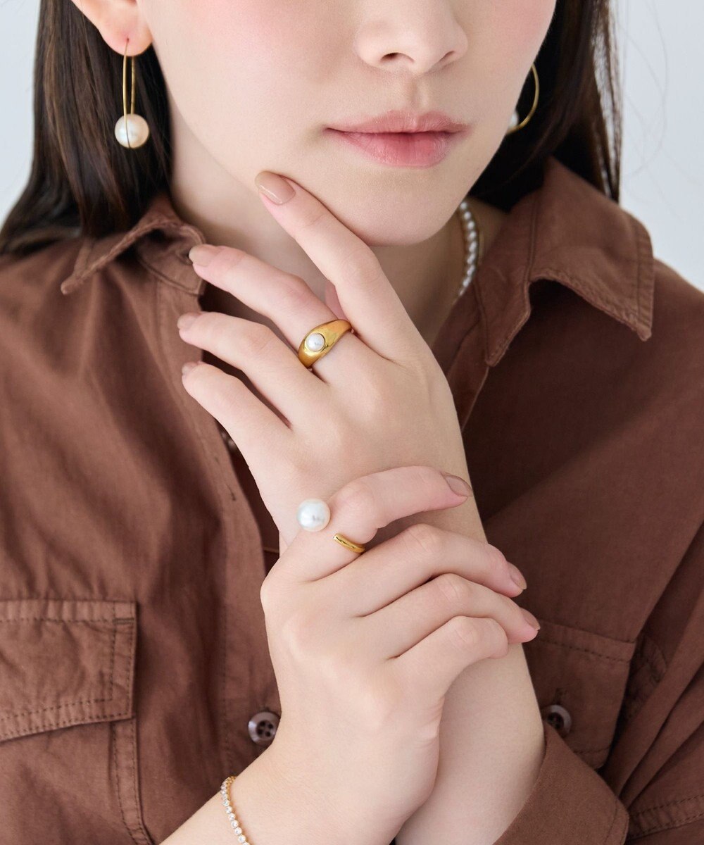 Phoebe 〈金属アレルギー対応〉アイコニックボリュームパールリング/ステンレス/大ぶり/存在感◎/主役級 