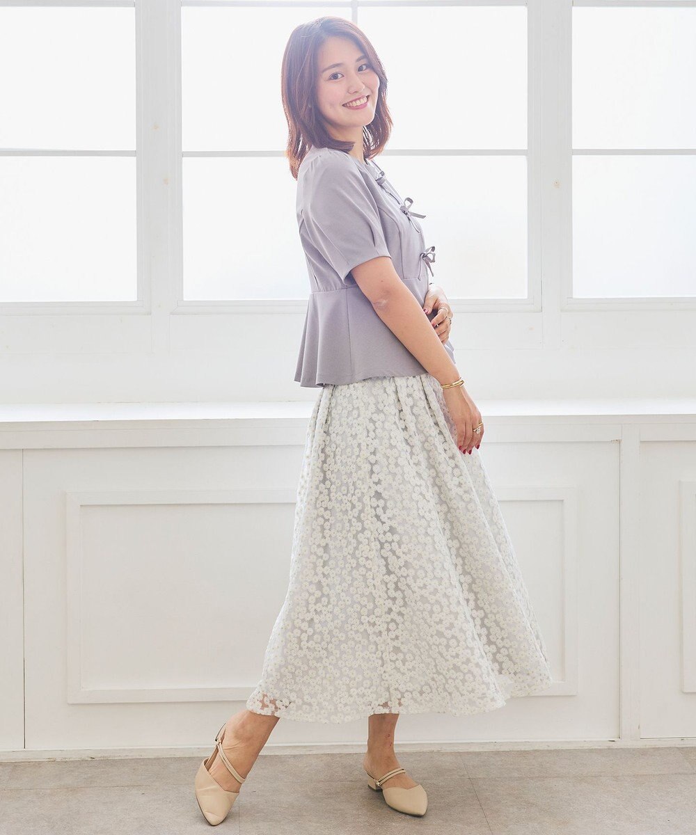 Feroux フラワー刺繍 フレアスカート 