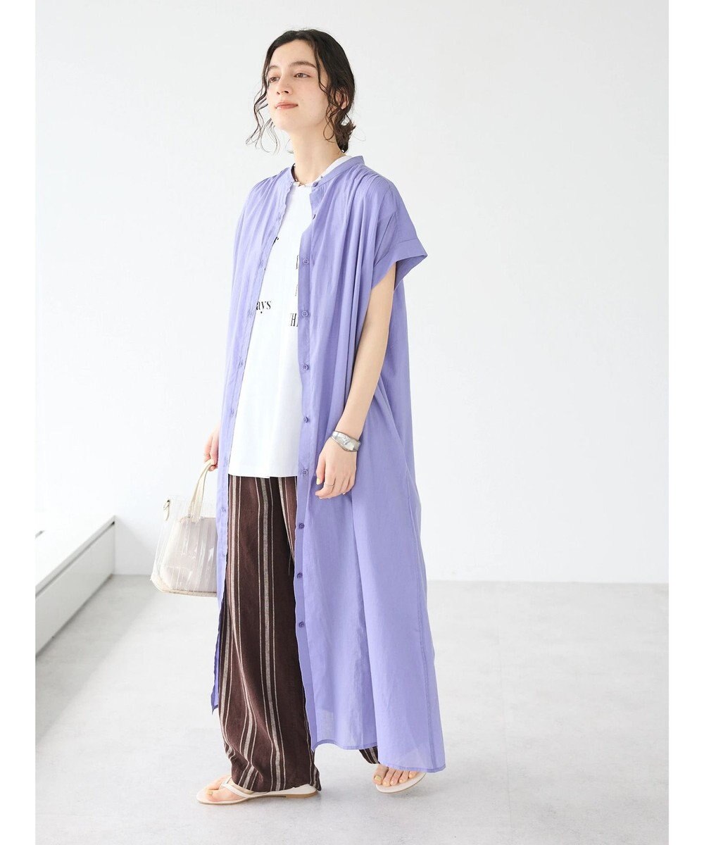 CRAFT STANDARD BOUTIQUE インド綿バンドカラーワンピース 