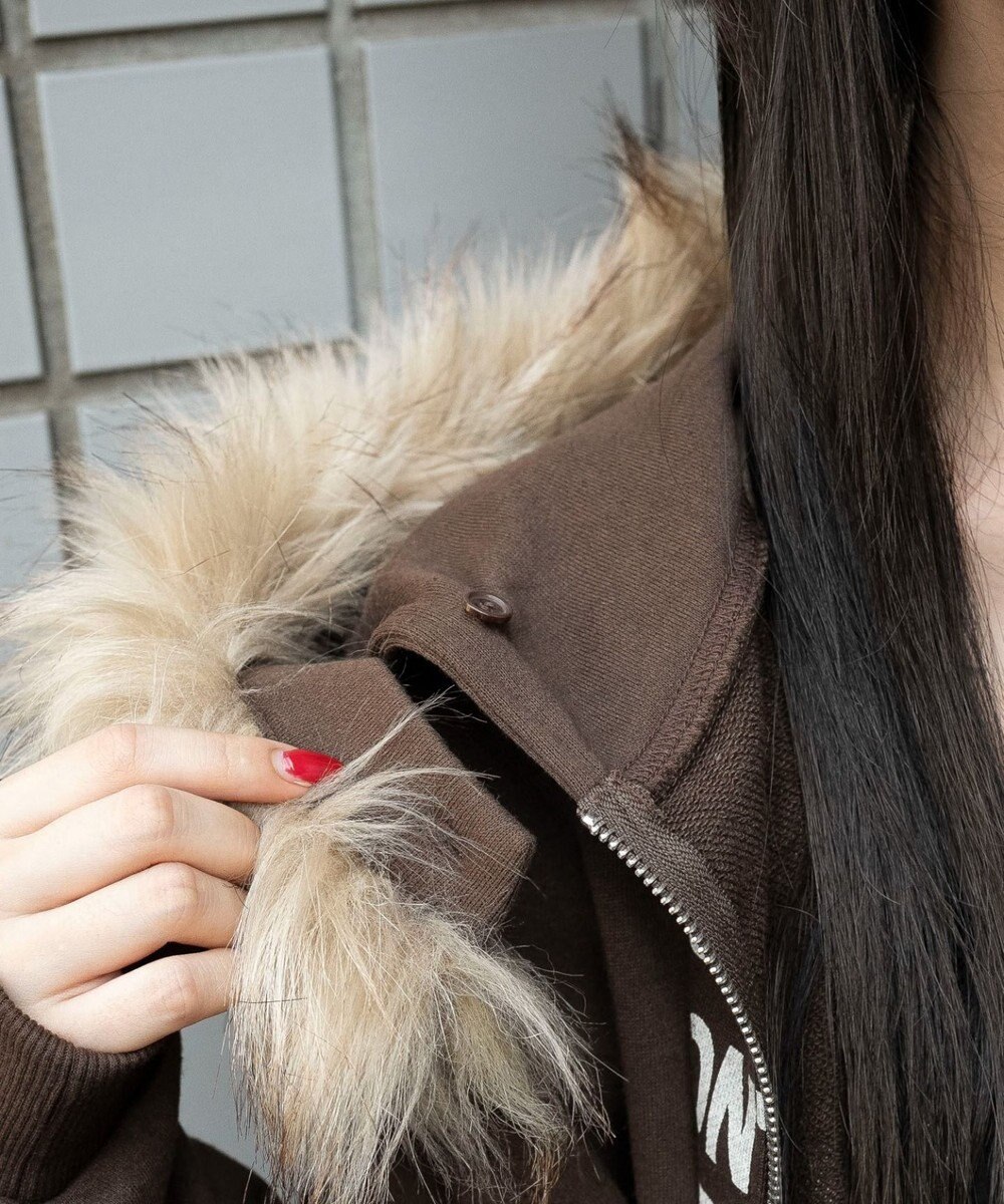 WEGO ファーフードショートZIPパーカー 