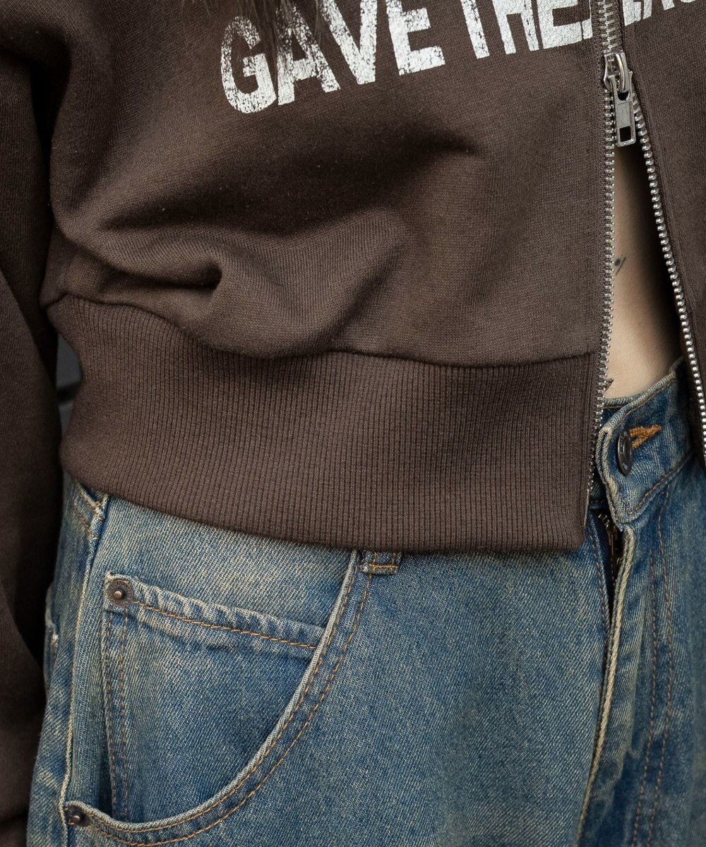 WEGO ファーフードショートZIPパーカー 