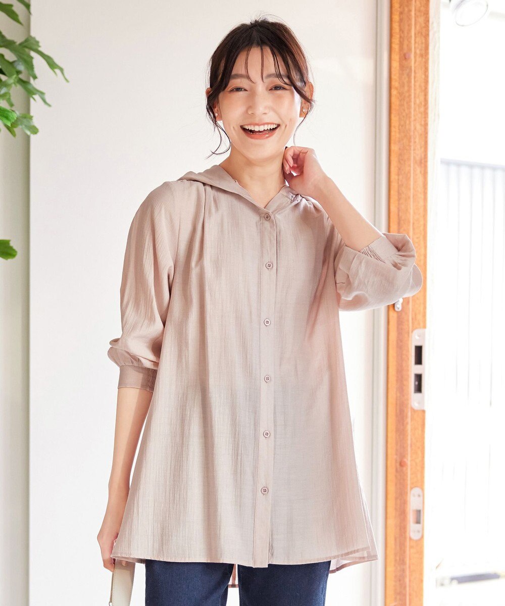 Tiaclasse L 【洗える】フード付きフレアチュニック 