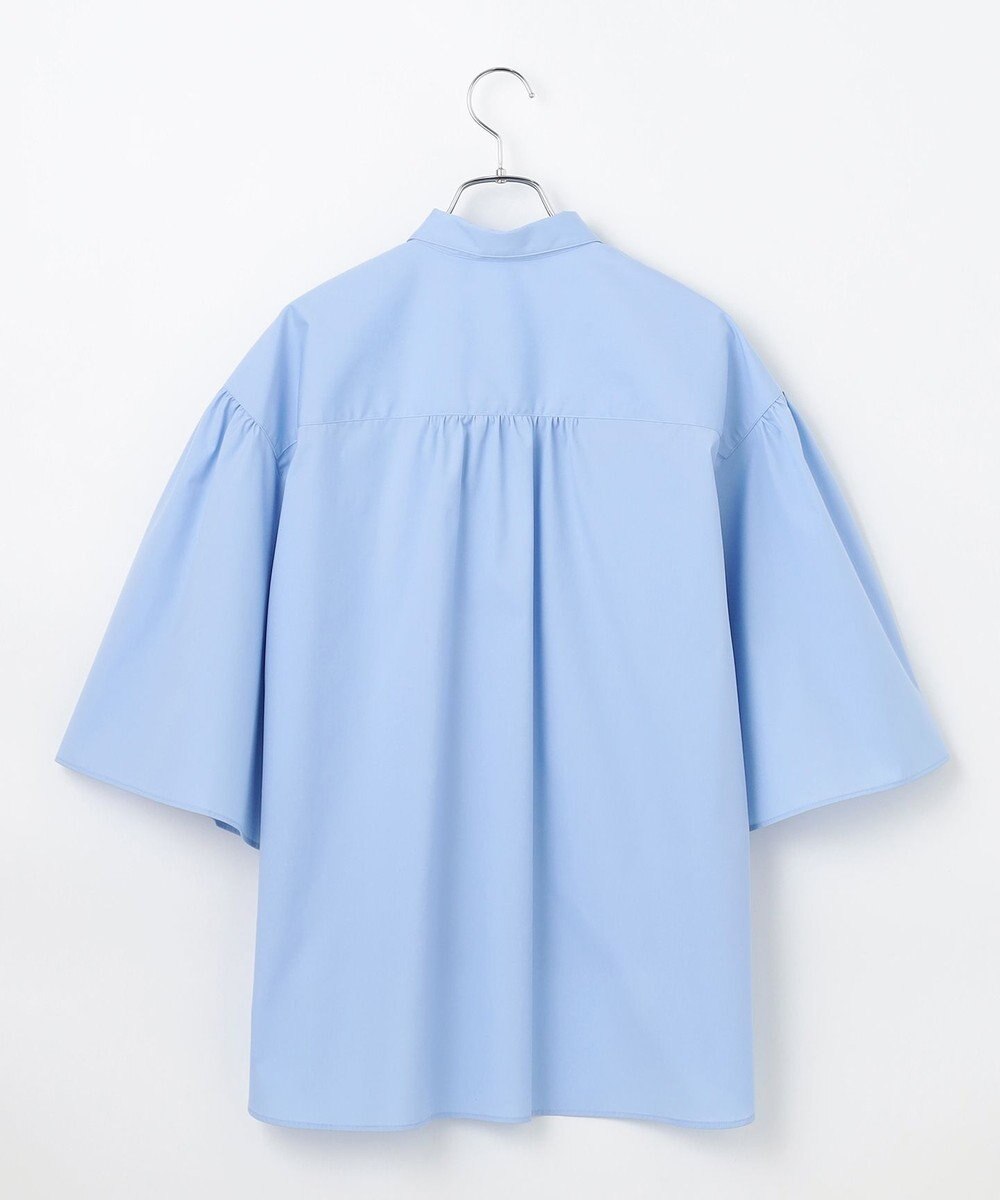 #Newans 【洗濯機可能/シワになりにくい】〈お尻・太ももをカバー〉フレアスリーブイタリアンカラーシャツ 