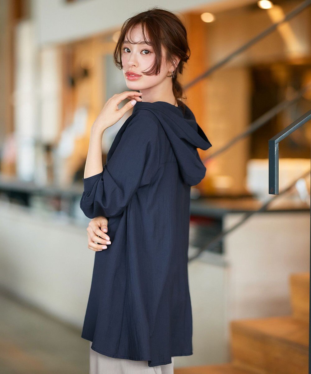 Tiaclasse L 【洗える】フード付きフレアチュニック 