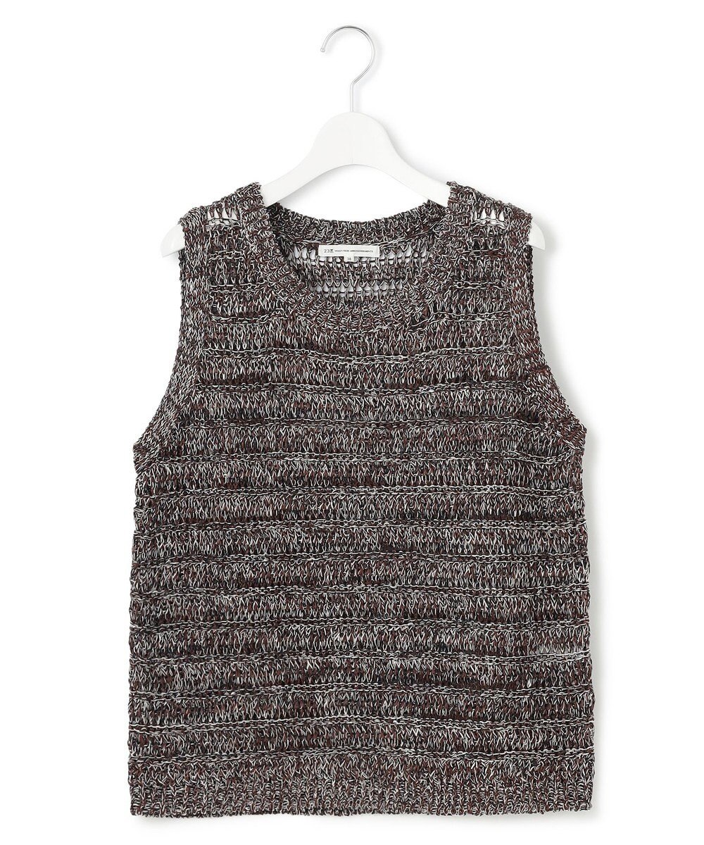 23区 【洗える】テープミックススカシ ノースリーブ ニット 