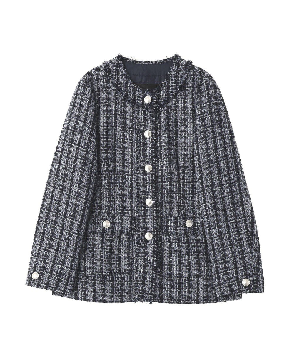 YECCA VECCA ノーカラーツイードジャケット 