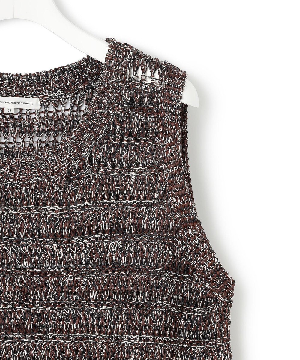 23区 【洗える】テープミックススカシ ノースリーブ ニット 