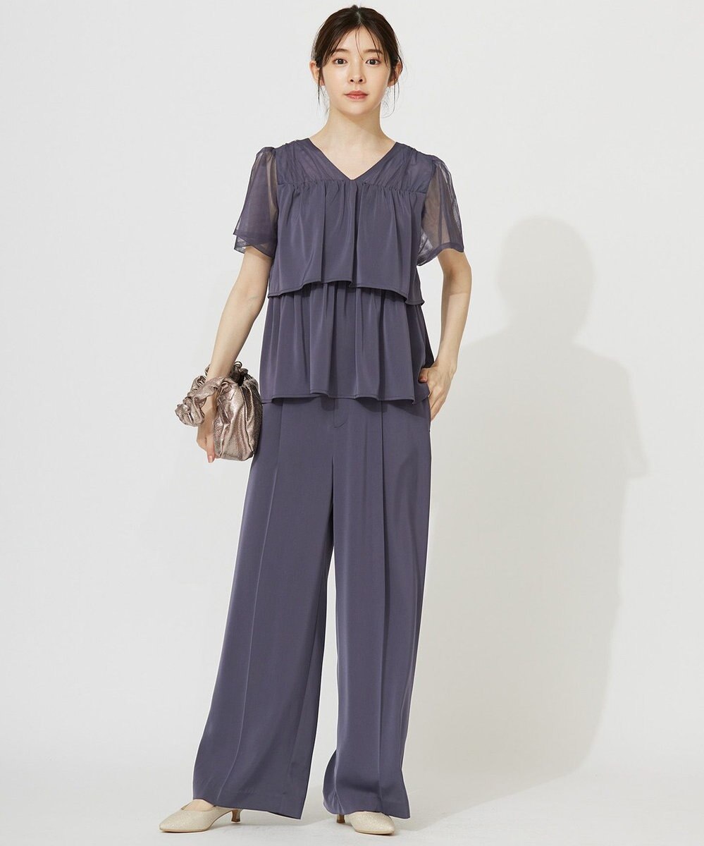 ANY SIS 【洗える】ティアードトップス×ワイドパンツSET 