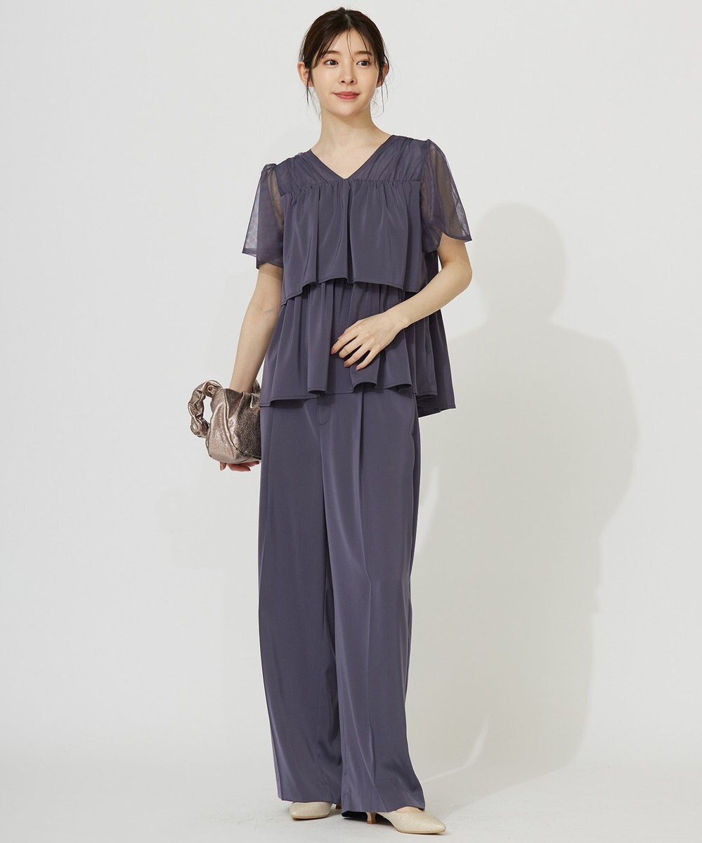 ANY SIS 【洗える】ティアードトップス×ワイドパンツSET 