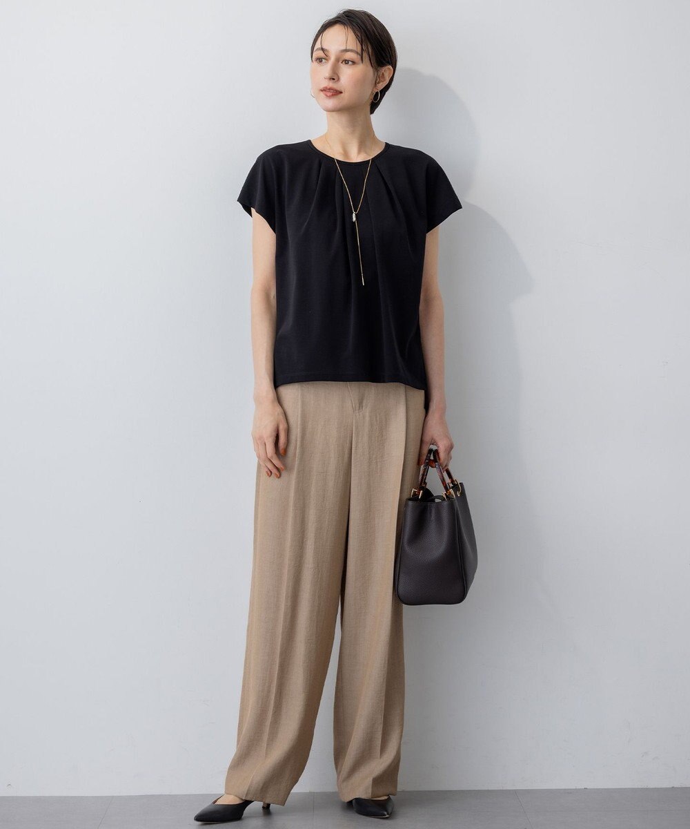 23区 【接触冷感/洗える】ツイストコットンプレーティング タックデザイン カットソー 