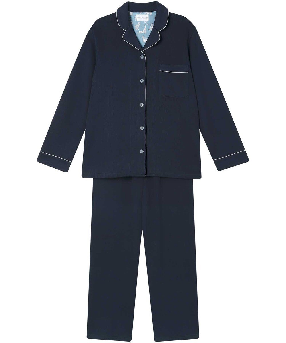 une nana cool 【綿混】ソフトコットンリブ 長袖開襟パジャマ MADE WITH LIBERTY FABRIC 