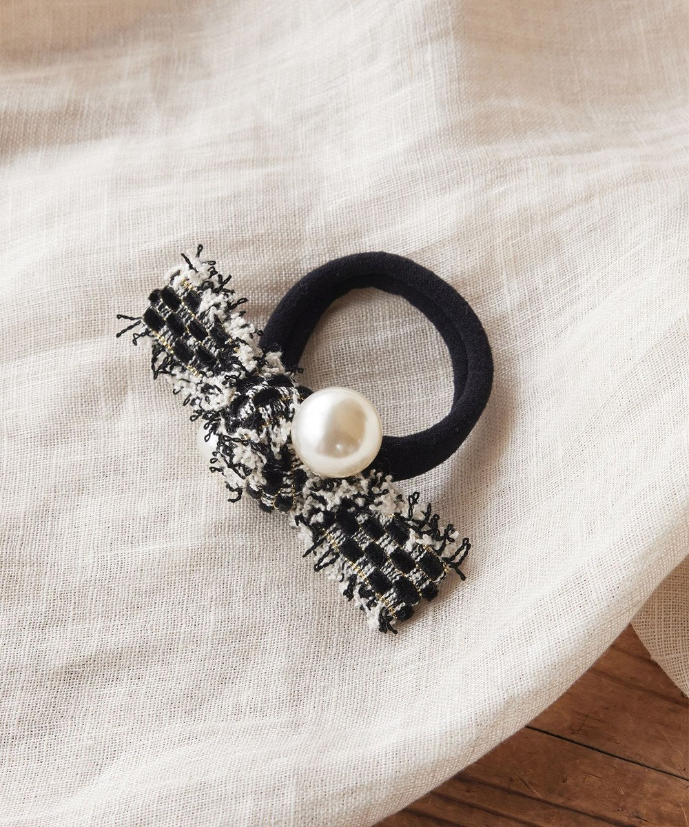 Tiaclasse パール×ツイードリボンヘアゴム 