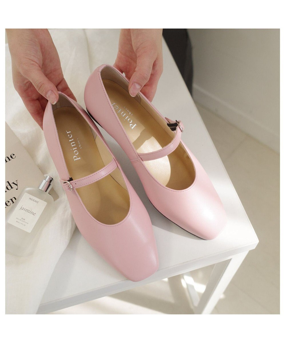 Pointer 日本製 本革ストラップ付きパンプス 