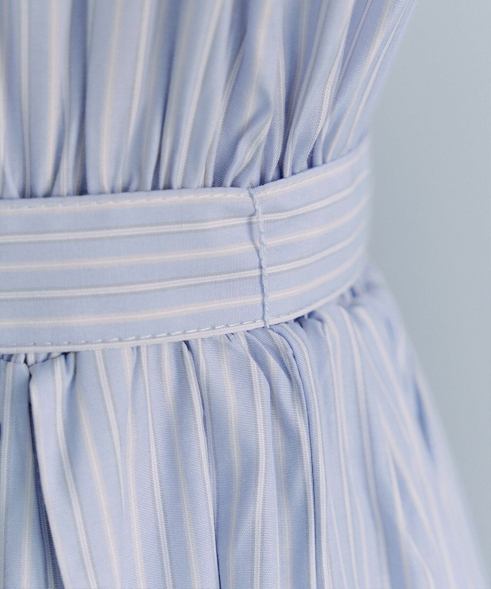 Tiaclasse 【洗える】ベルト付きストライプワンピース 