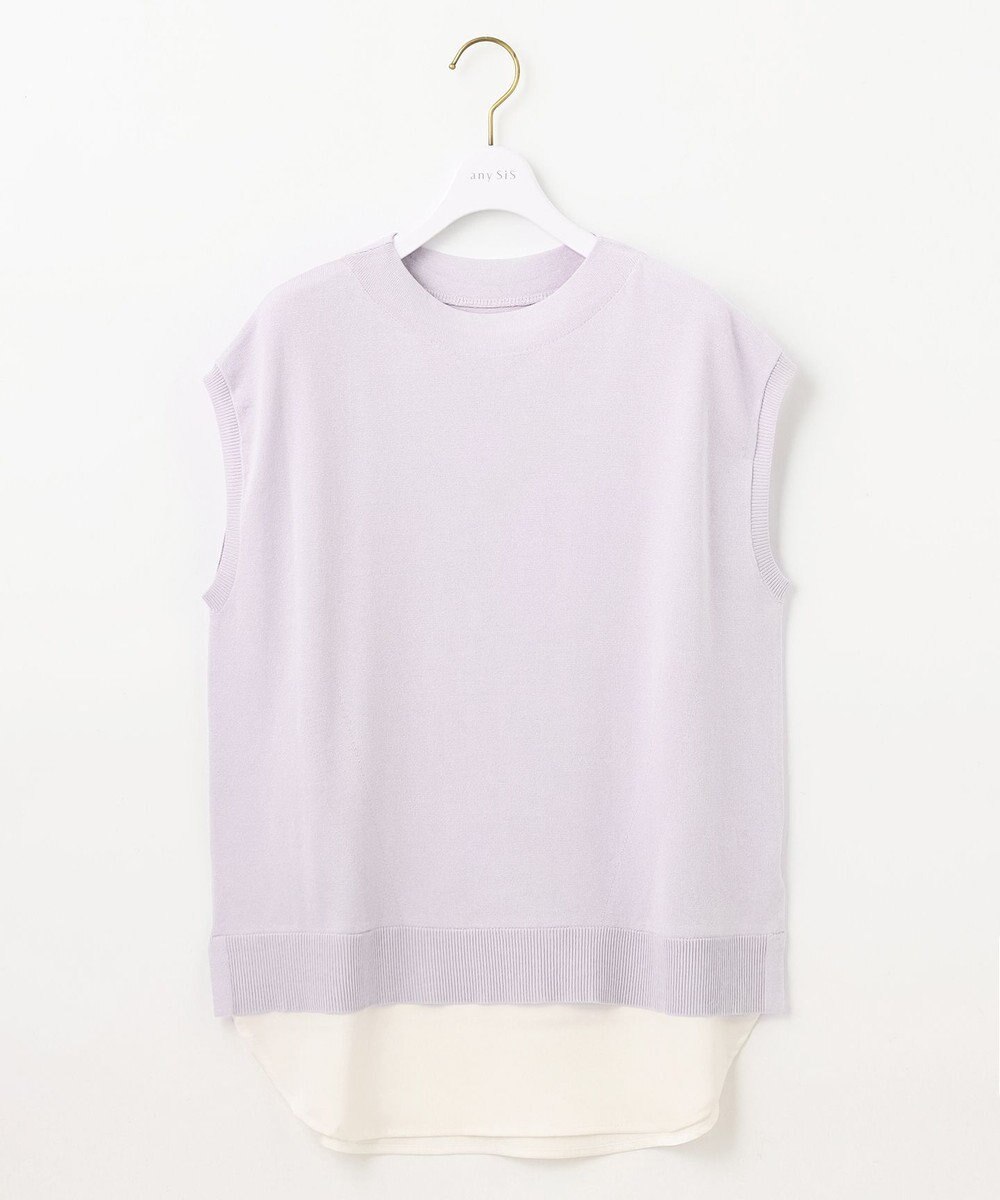 ANY SIS S 【洗える】フレンチスリーブシャツテール ニット 