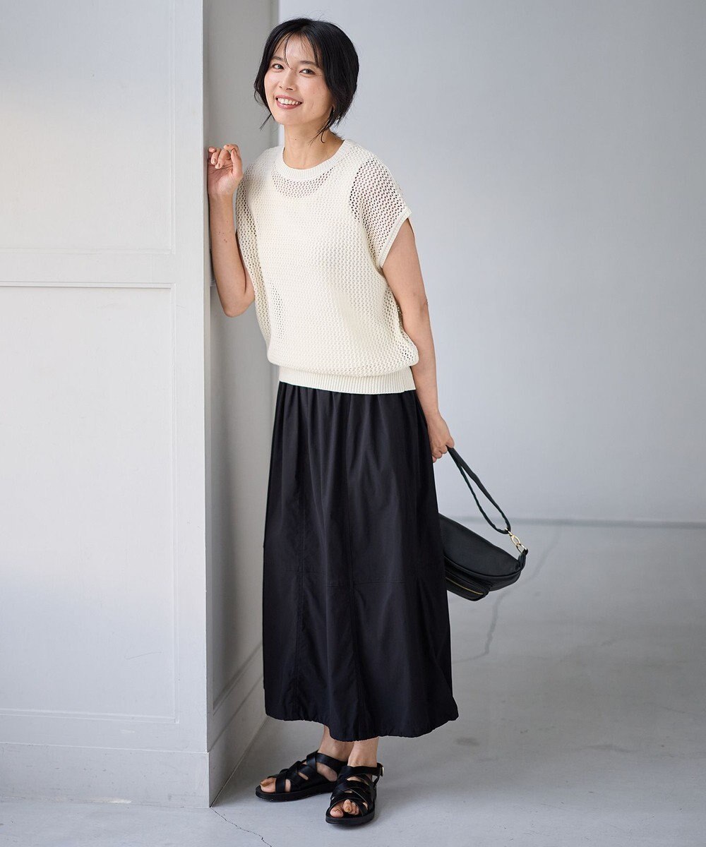 ANY フレンチスリーブメッシュニット 