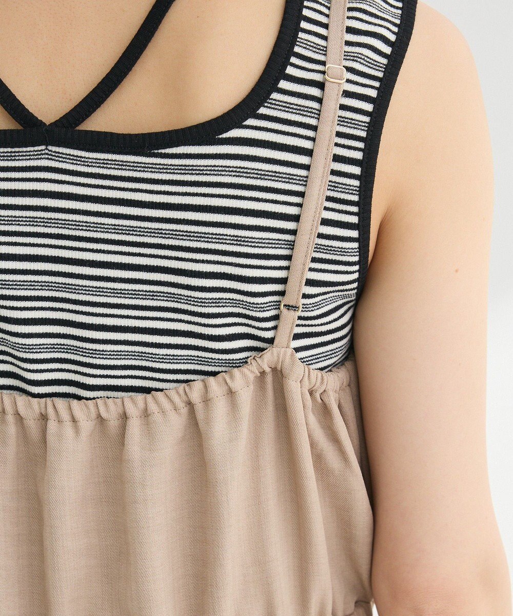 Green Parks 胸元バルーンウエストリボンサロペット 