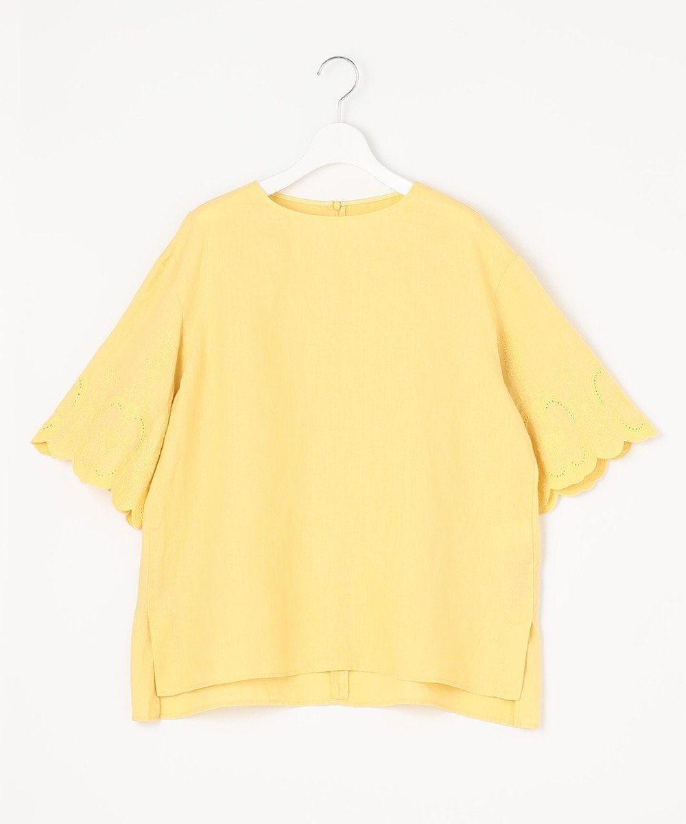 自由区 【XSサイズ～/洗える/セット可】エンブロイダリーリネンフレア袖 ブラウス 