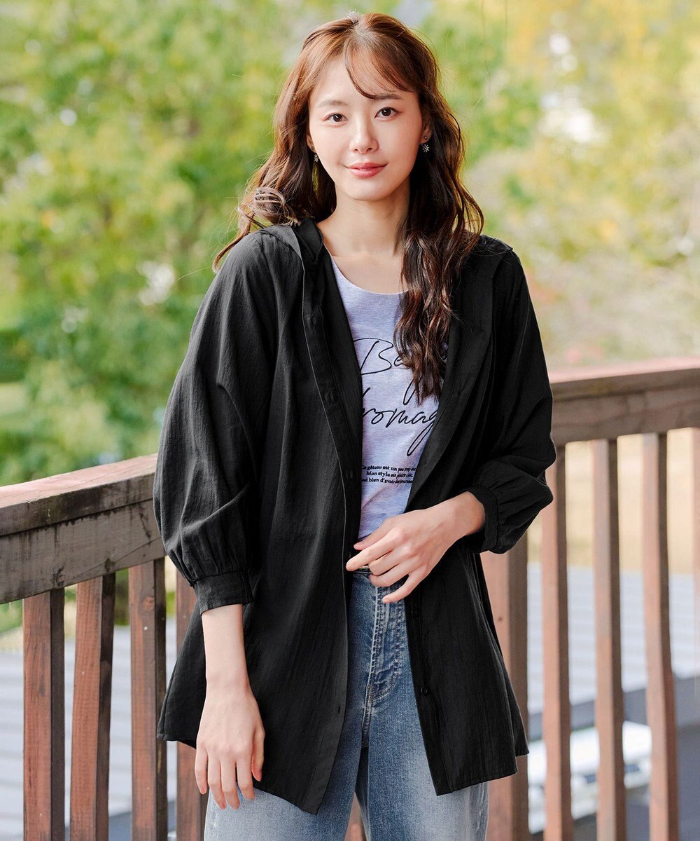 Tiaclasse L 【洗える】フード付きフレアチュニック 