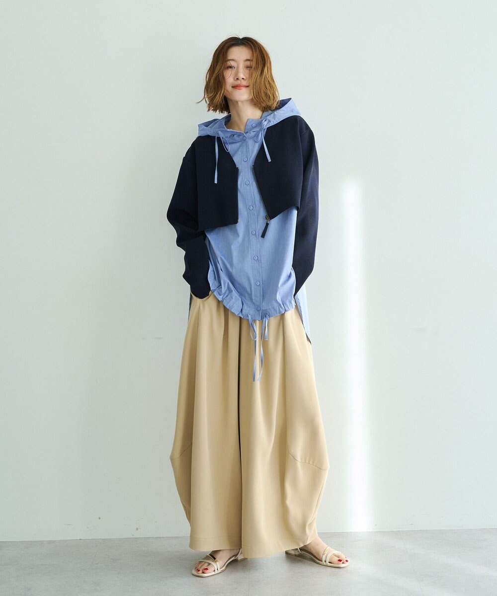 YECCA VECCA ZIPニットレイヤードフーディーシャツ 