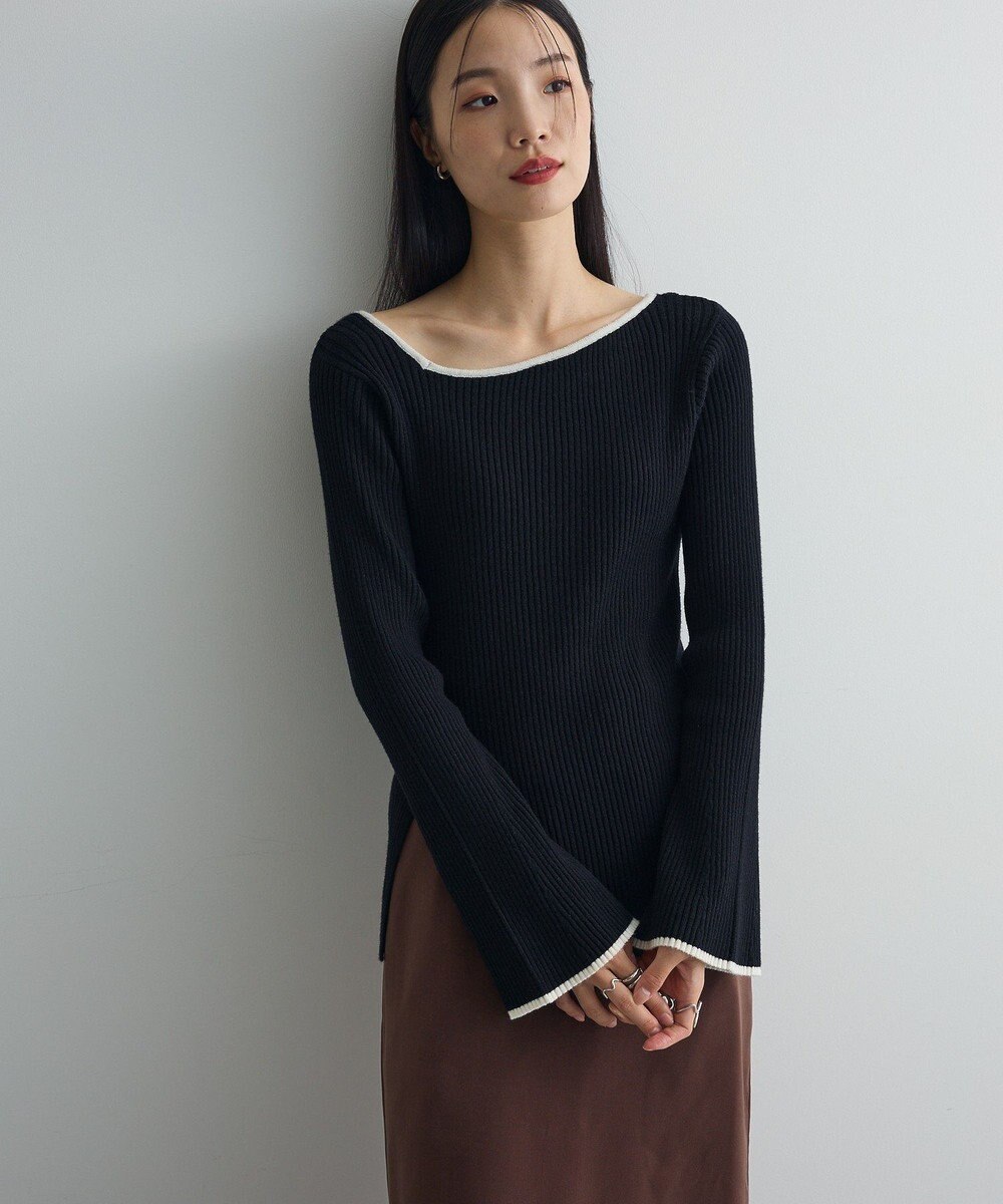 Green Parks 前後２ｗａｙアシンメトリー袖フレアリブニット 