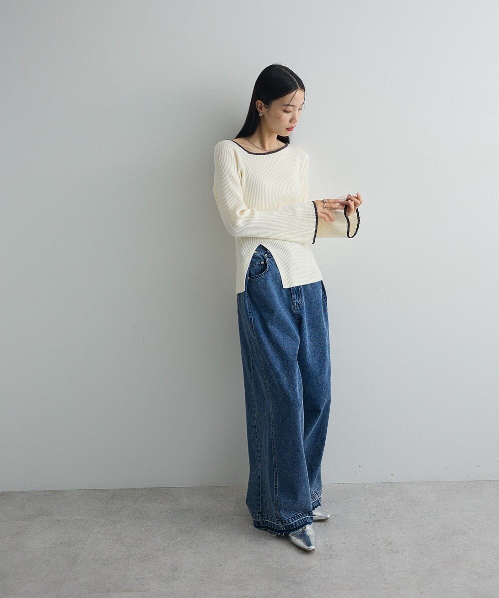 Green Parks 前後２ｗａｙアシンメトリー袖フレアリブニット 