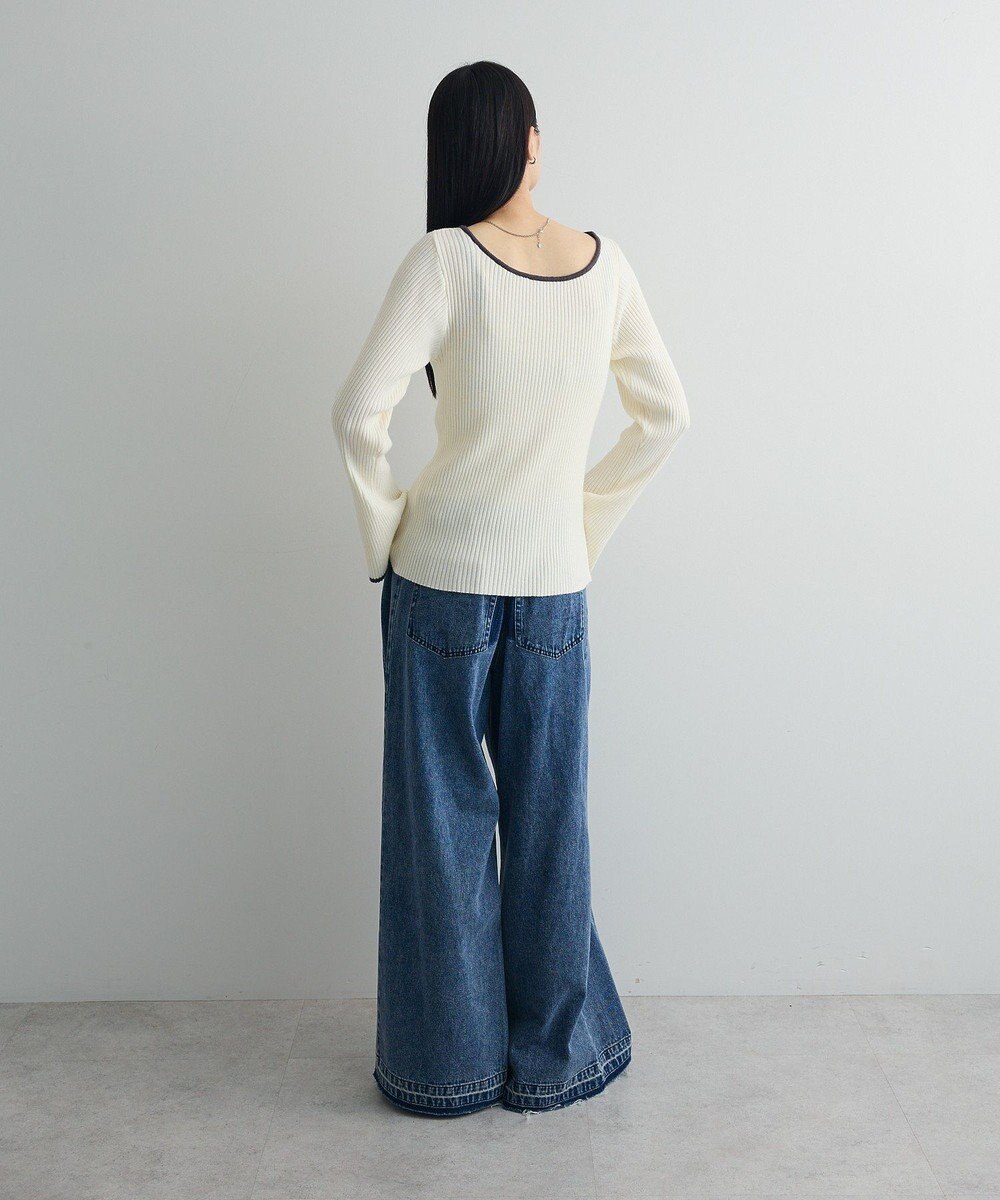 Green Parks 前後２ｗａｙアシンメトリー袖フレアリブニット 