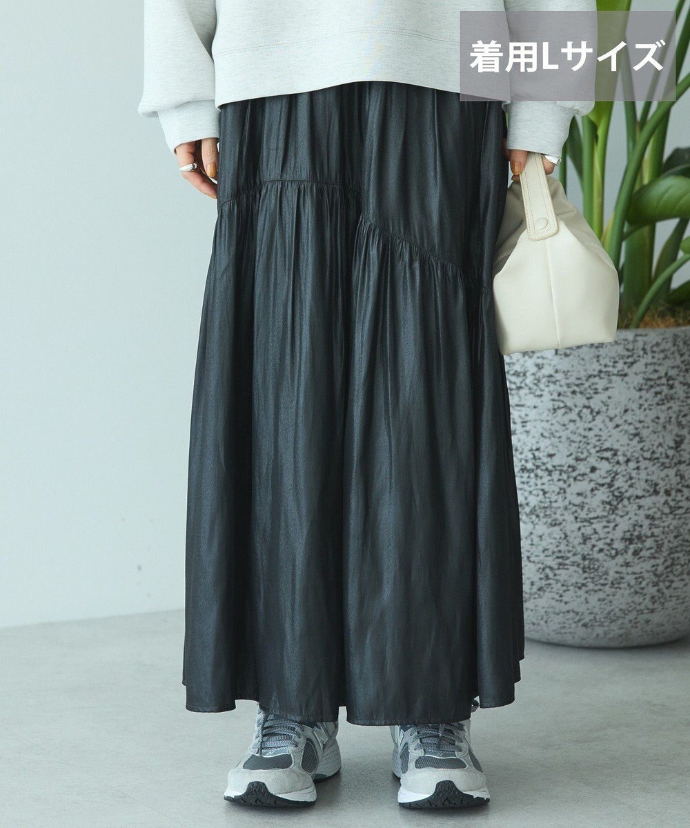 AMERICAN HOLIC 【選べる丈】チンツ加工ティアードスカート 