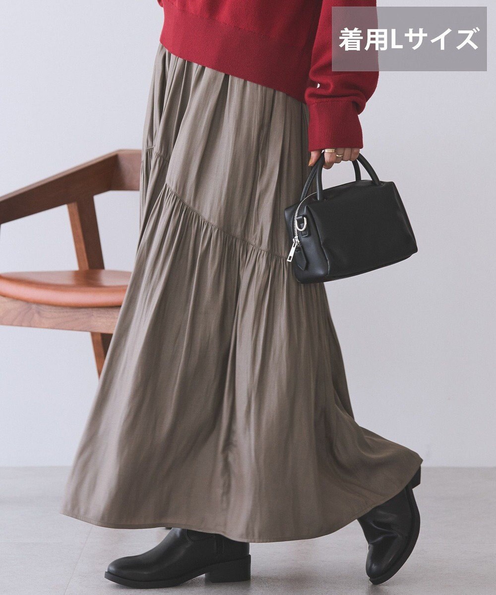 AMERICAN HOLIC 【選べる丈】チンツ加工ティアードスカート 