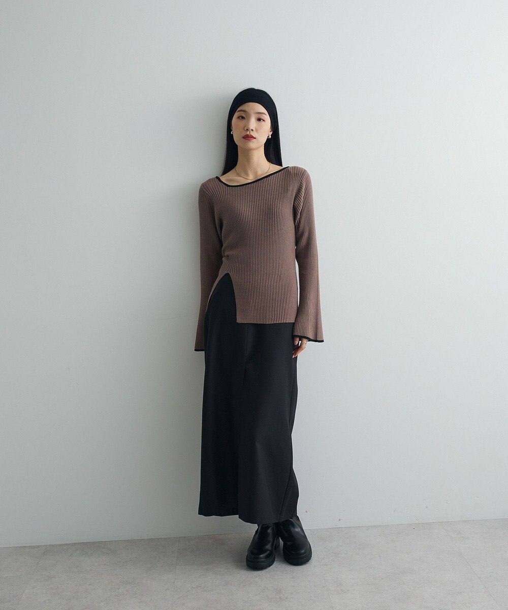 Green Parks 前後２ｗａｙアシンメトリー袖フレアリブニット 