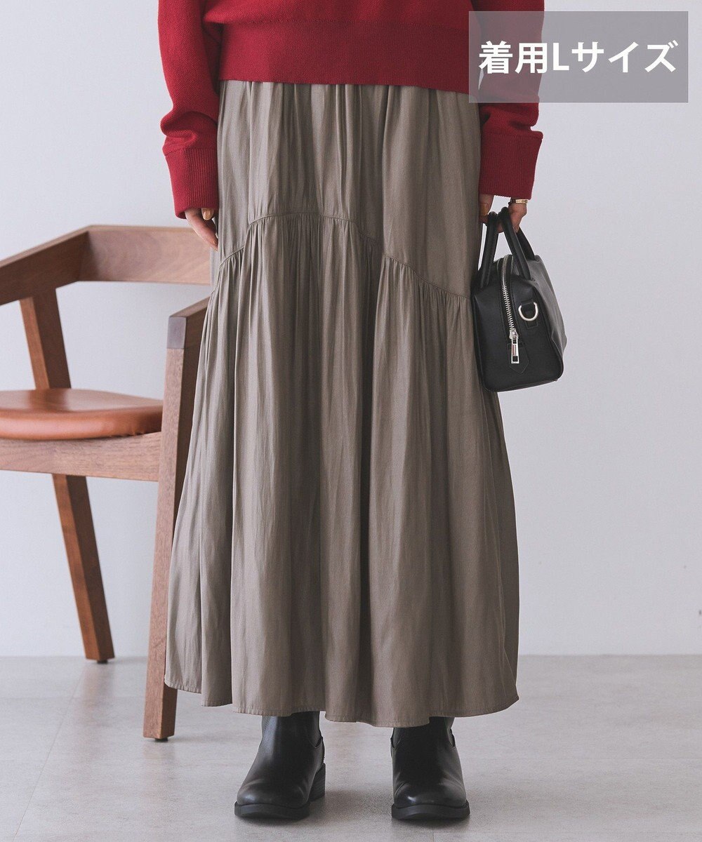 AMERICAN HOLIC 【選べる丈】チンツ加工ティアードスカート 