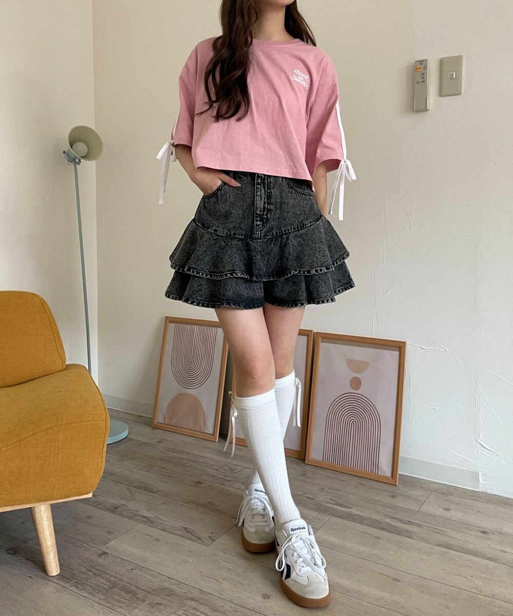 WEGO デニムフリルミニスカート 