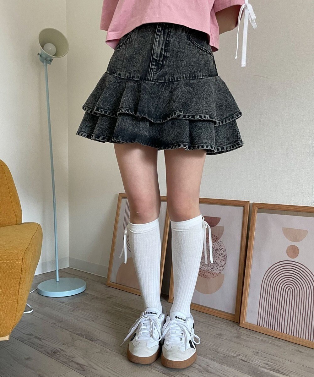 WEGO デニムフリルミニスカート 