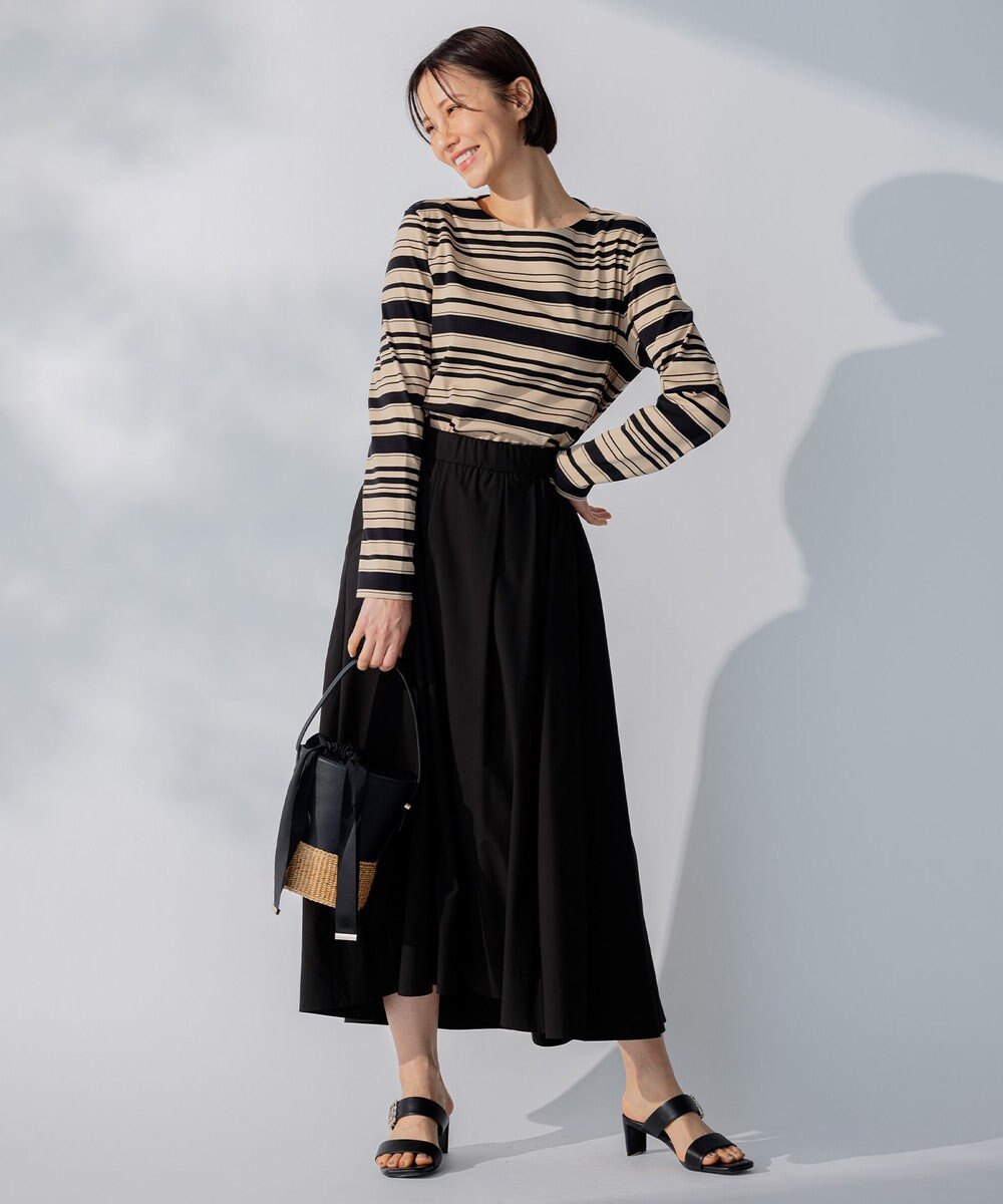 自由区 【洗える】コットンポンチボーダー クルーネック カットソー 