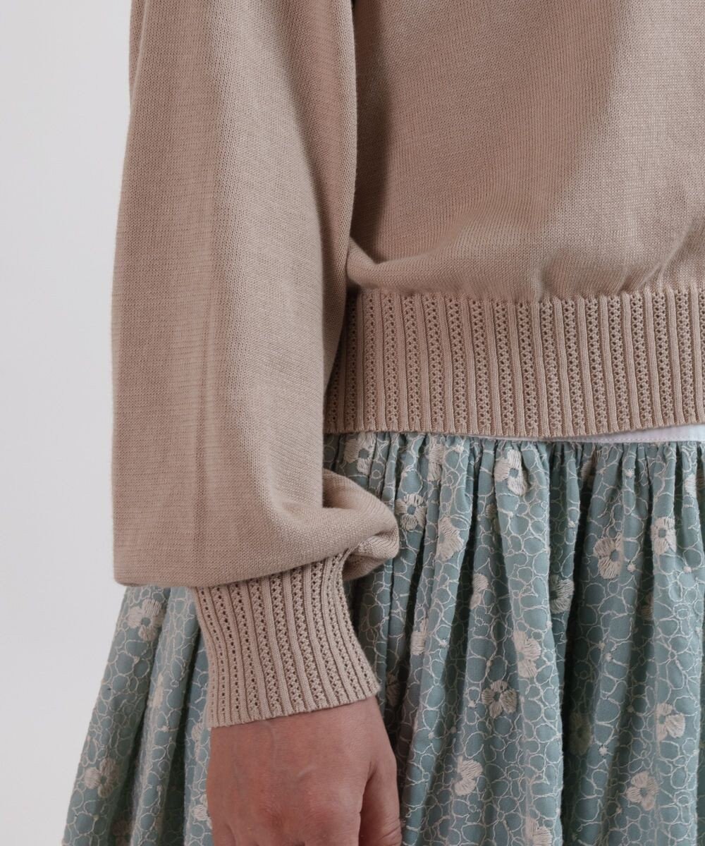 muuc 花モチーフ付きコットンニットカーディガン 