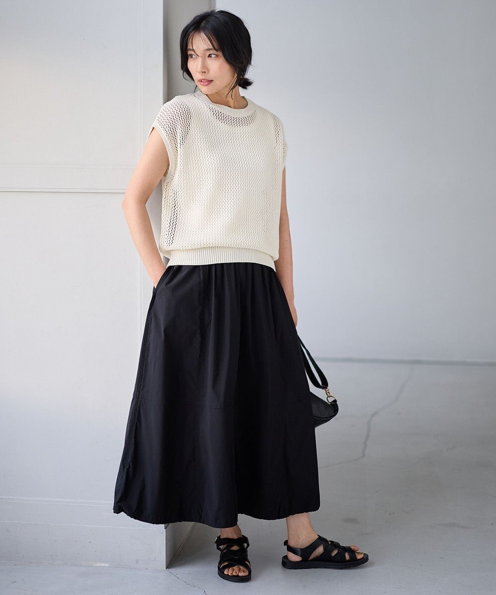 ANY フレンチスリーブメッシュニット 