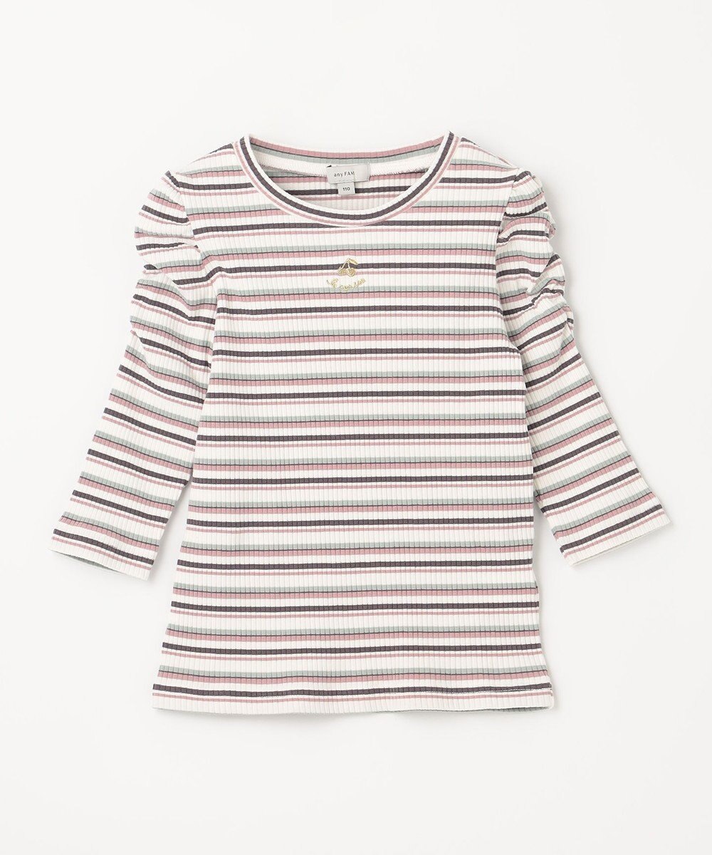 ANY KIDS 七分袖 テレコボーダー Tシャツ 