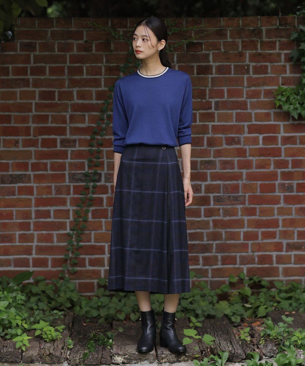 J.PRESS LADIES L 【洗える】トリムツイン ニット 