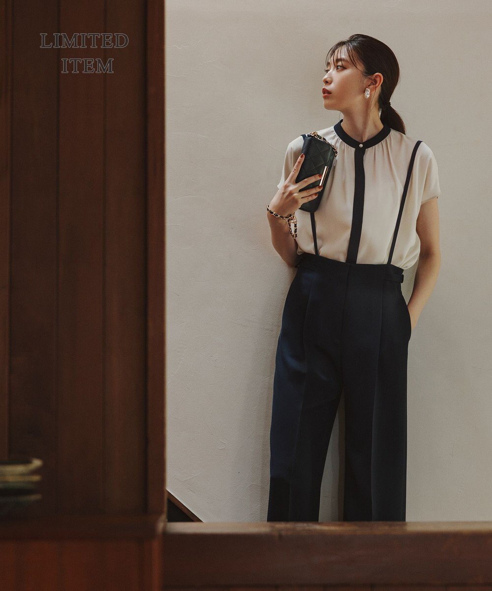 ICB 【2WAY・WEB限定・洗える】シルフィルダブルクロス サスペンダーパンツ 