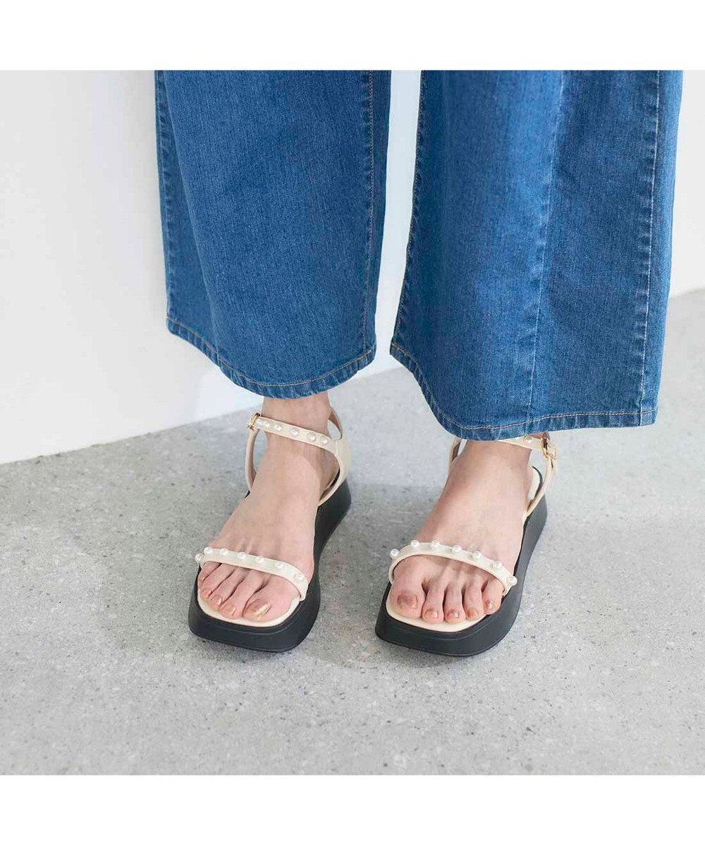 MODE ET JACOMO <noyau>パールデザイン厚底スポーツサンダル 