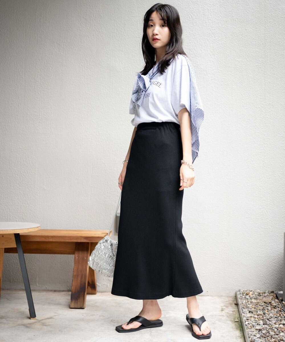 WEGO カラーリブイージーロングスカート 