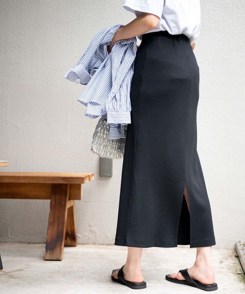 WEGO カラーリブイージーロングスカート 